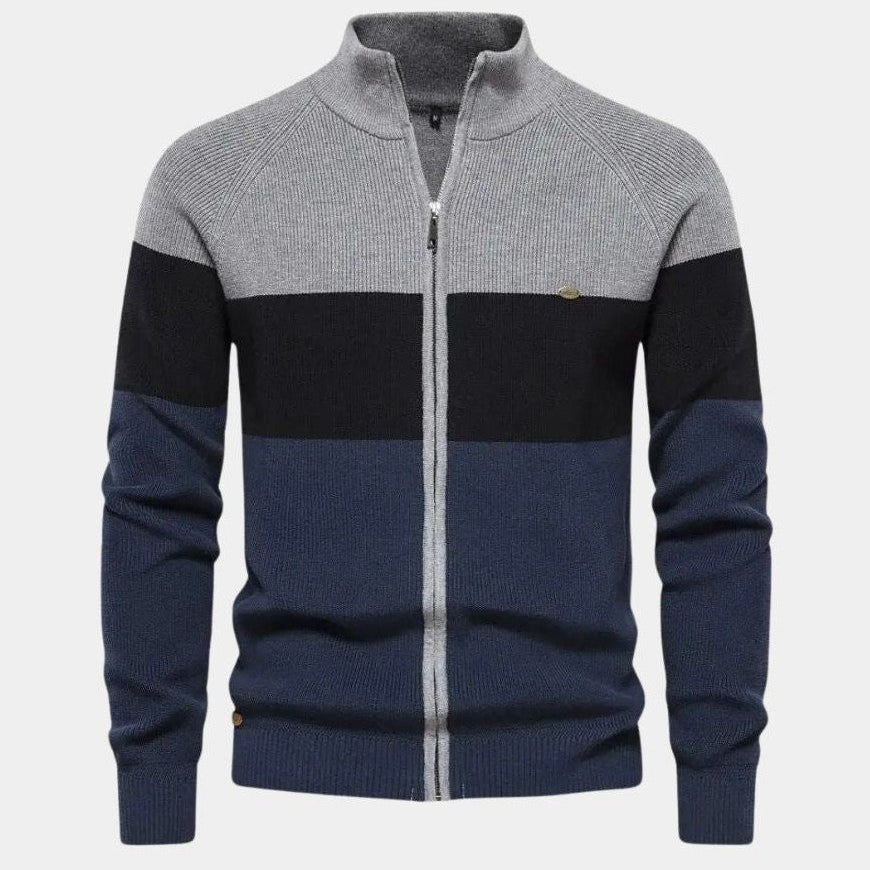 Halbe | Gebreid vest met kleurvlakken en rits