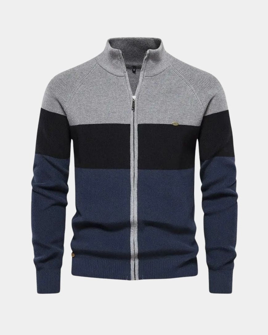 Halbe | Gebreid vest met kleurvlakken en rits