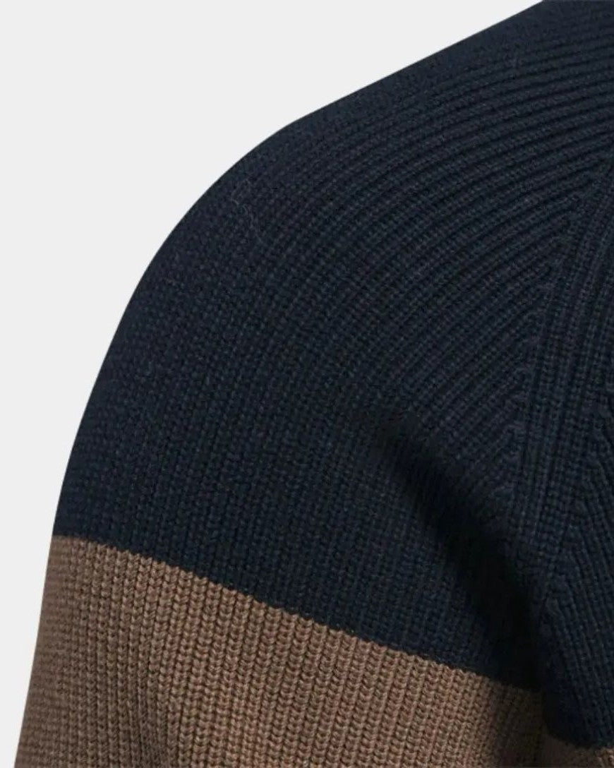 Halbe | Gebreid vest met kleurvlakken en rits