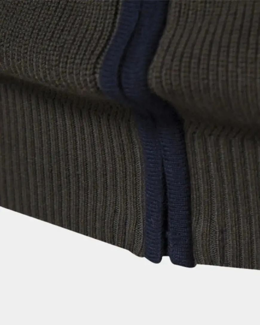 Halbe | Gebreid vest met kleurvlakken en rits