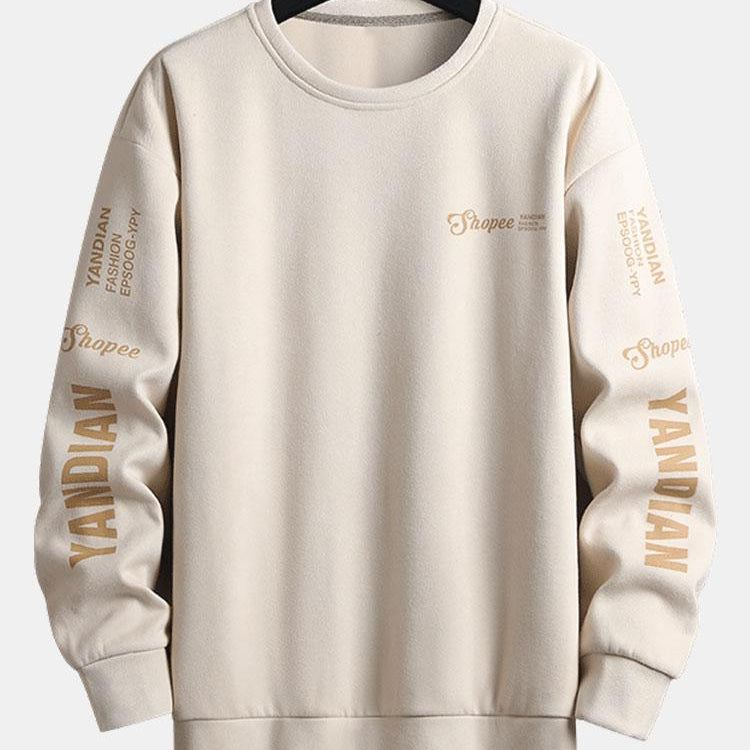 Sjoerd | Sweater in suèdelook met tekstopdruk