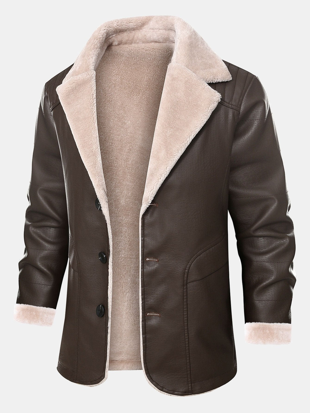Stef | Blazer van PU-leer met imitatiebontvoering