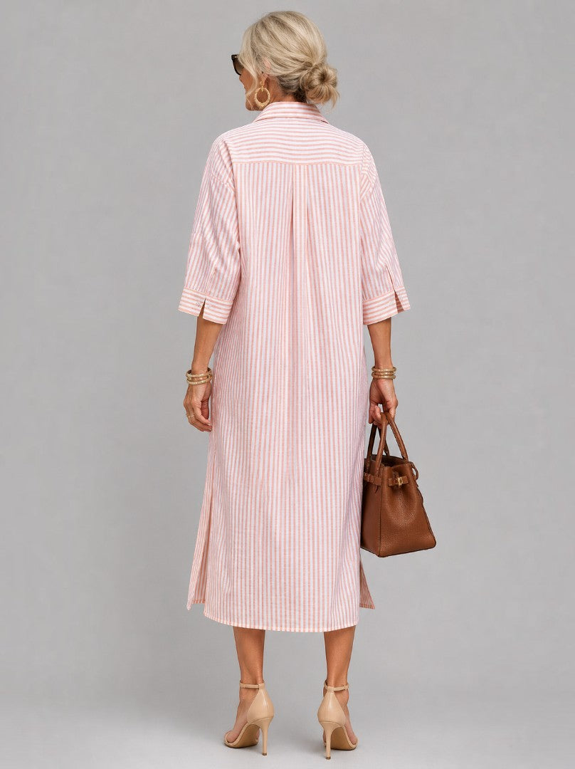 Stien | Blousejurk met strepen in roze