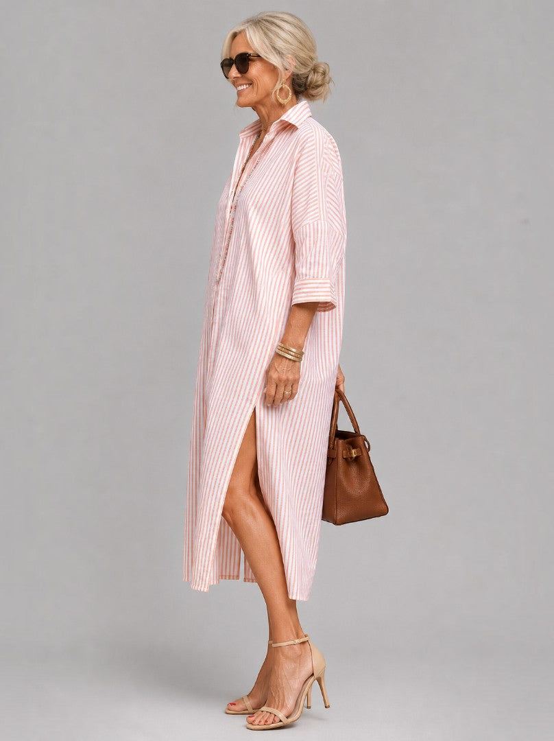 Stien | Blousejurk met strepen in roze