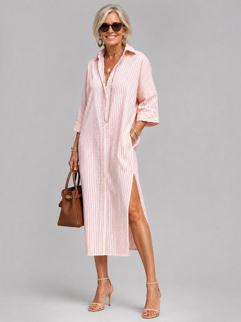 Stien | Blousejurk met strepen in roze