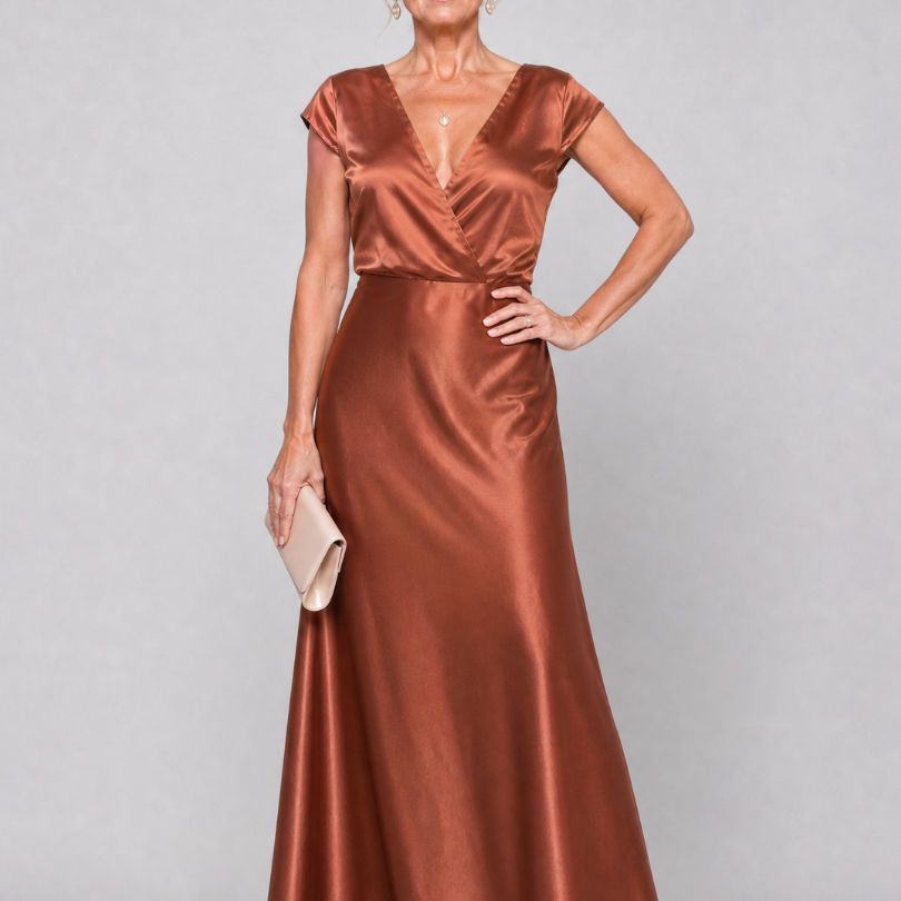 Suzanne | Satijnen maxi-jurk in rosé