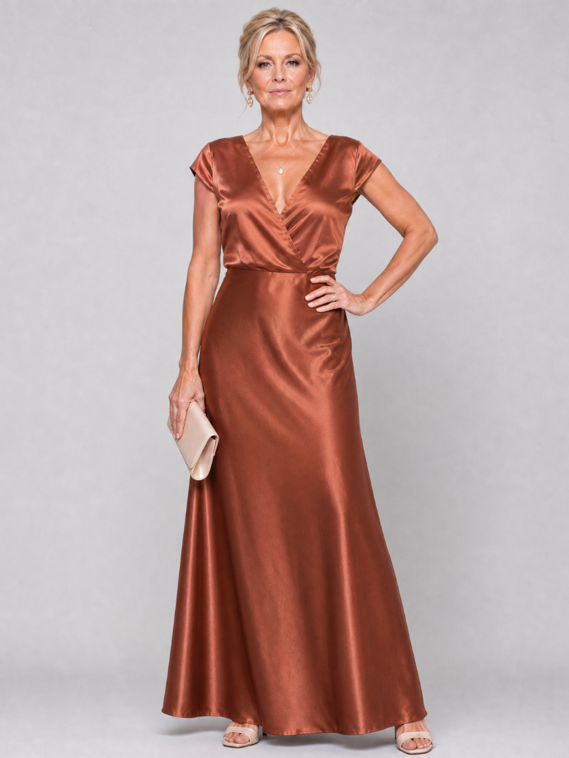 Suzanne | Satijnen maxi-jurk in rosé