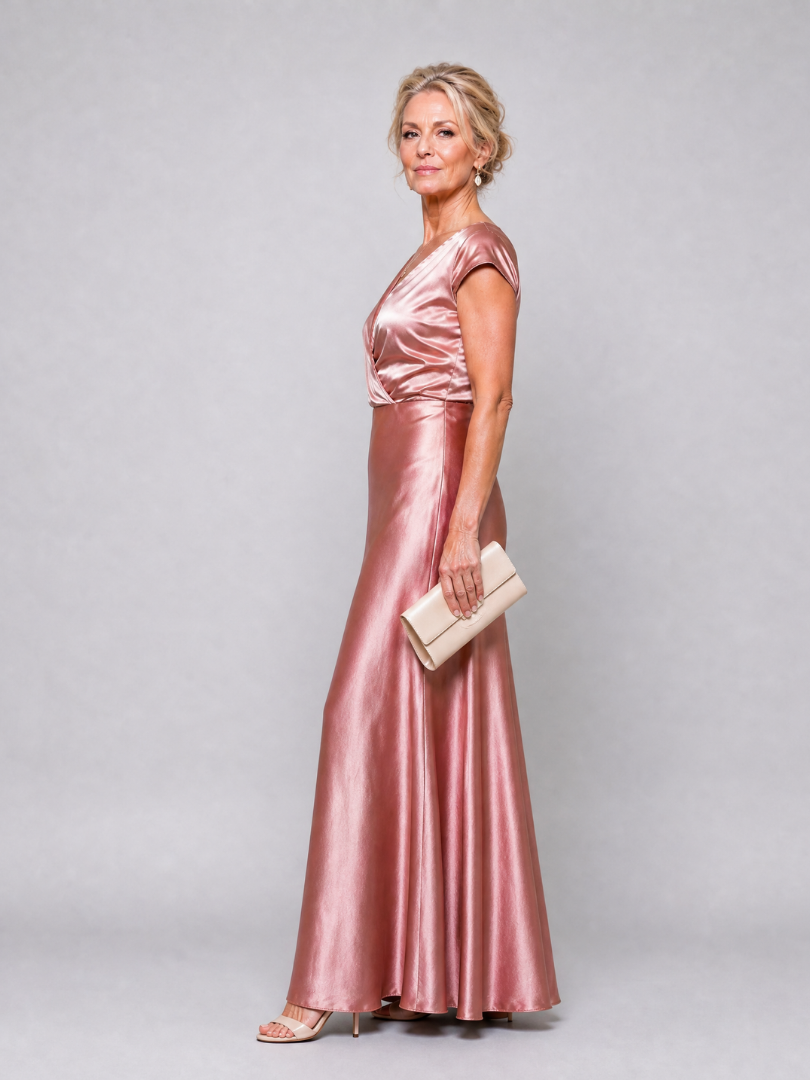 Suzanne | Satijnen maxi-jurk in rosé