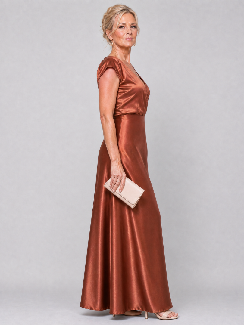 Suzanne | Satijnen maxi-jurk in rosé