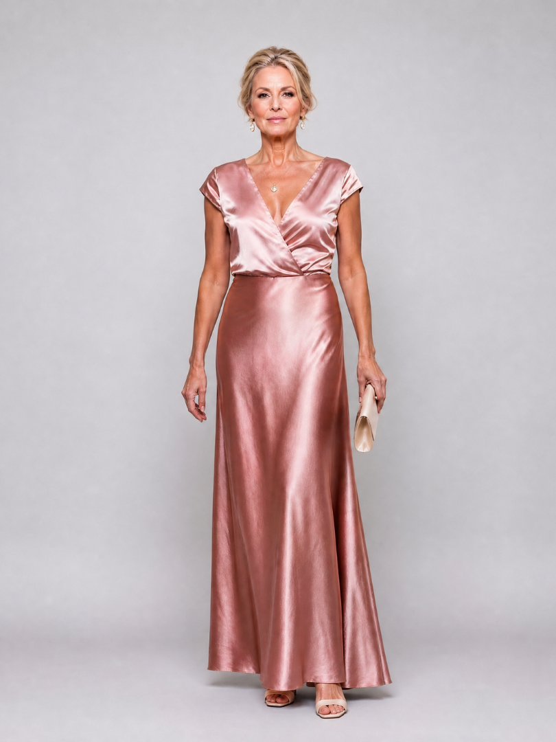 Suzanne | Satijnen maxi-jurk in rosé