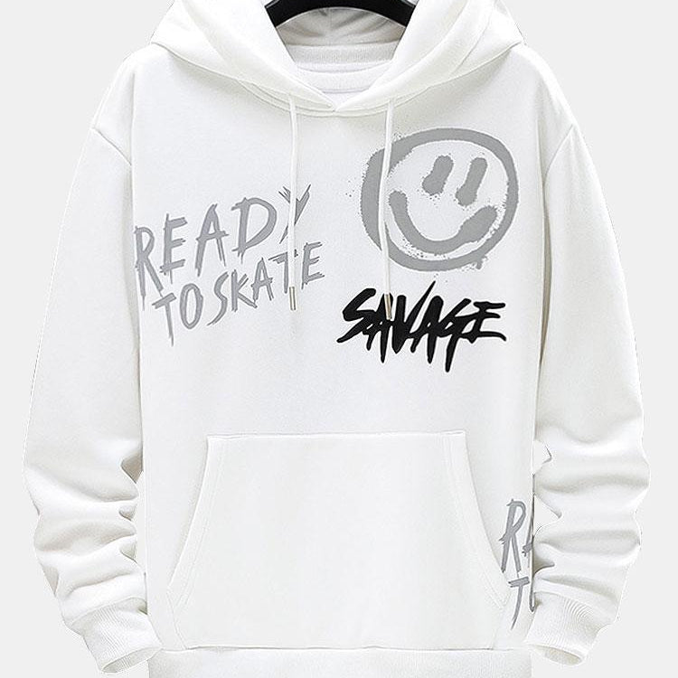 Teije | Hoodie met smiley- en graffitiprint