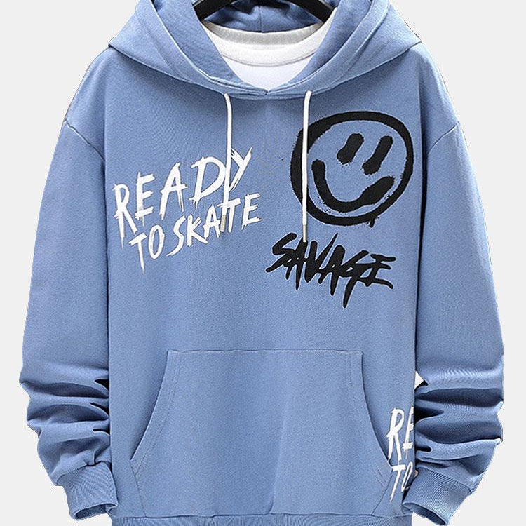 Teije | Hoodie met smiley- en graffitiprint