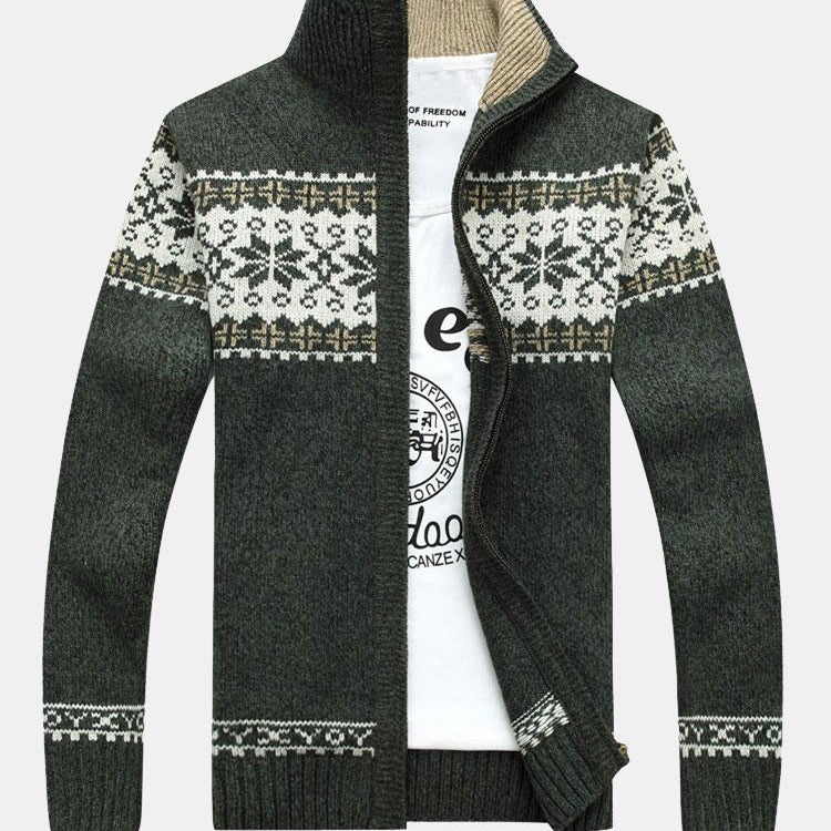 Teun | Kerstvest met geometrische print en rits