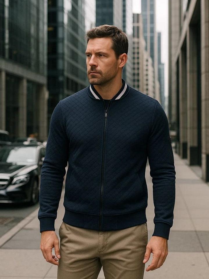 Stijn | Marineblauw bomberjack met structuur