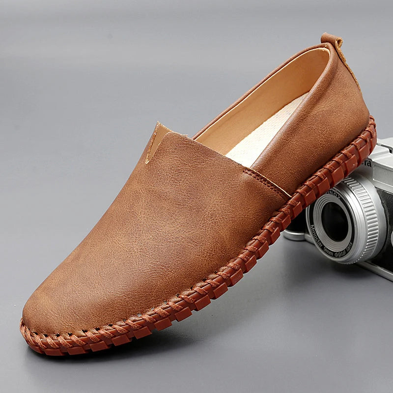 Theo | Bruine instaploafers van leer