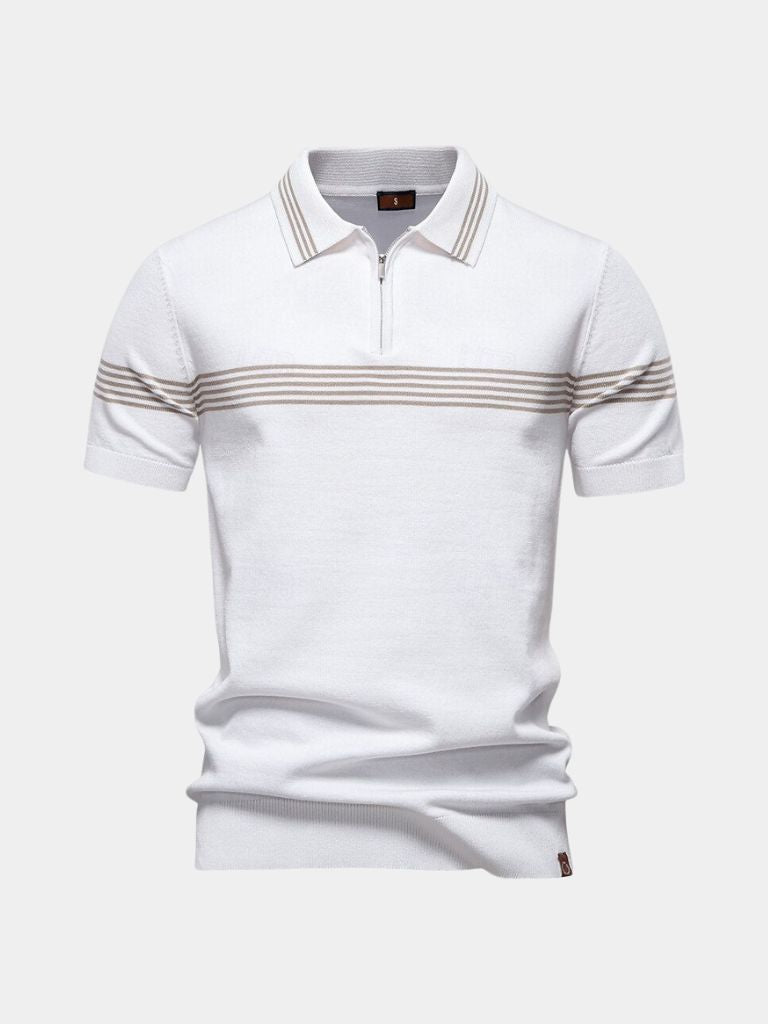 Timon | Witte polo met streepdetail