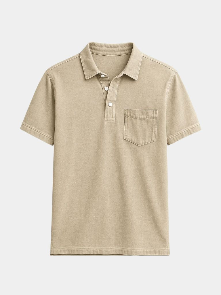 Tobias | Polo met denimlook en borstzak