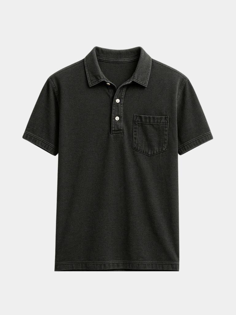 Tobias | Polo met denimlook en borstzak