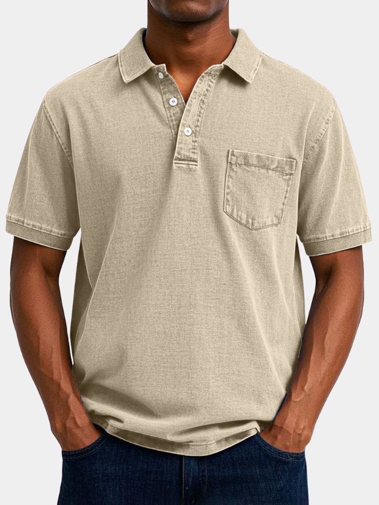 Tobias | Polo met denimlook en borstzak