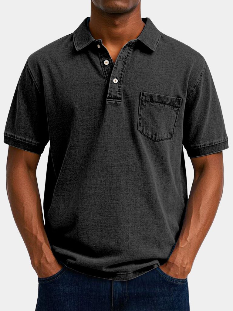 Tobias | Polo met denimlook en borstzak