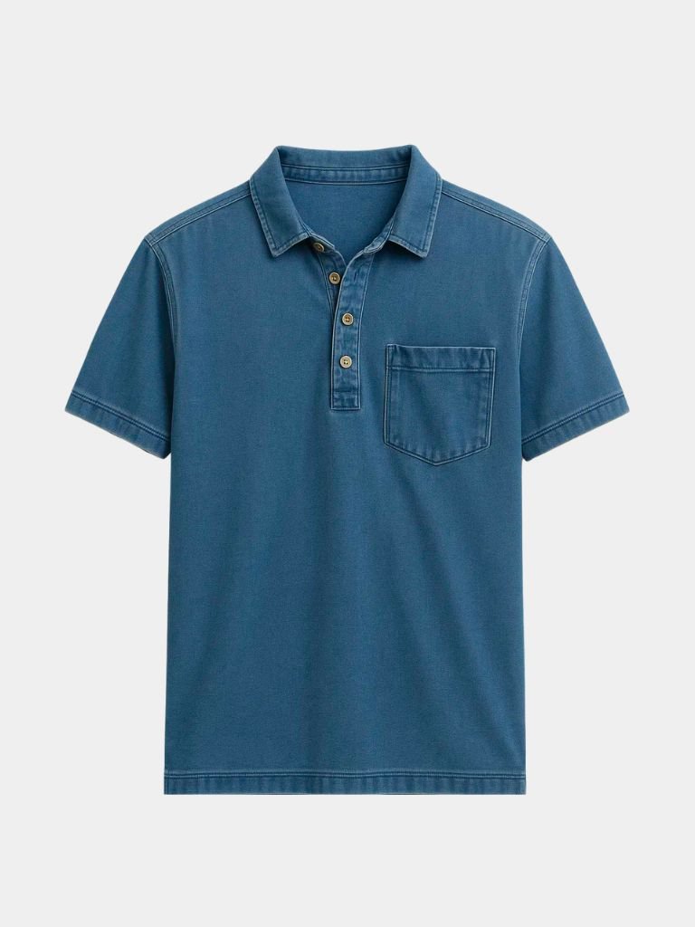 Tobias | Polo met denimlook en borstzak