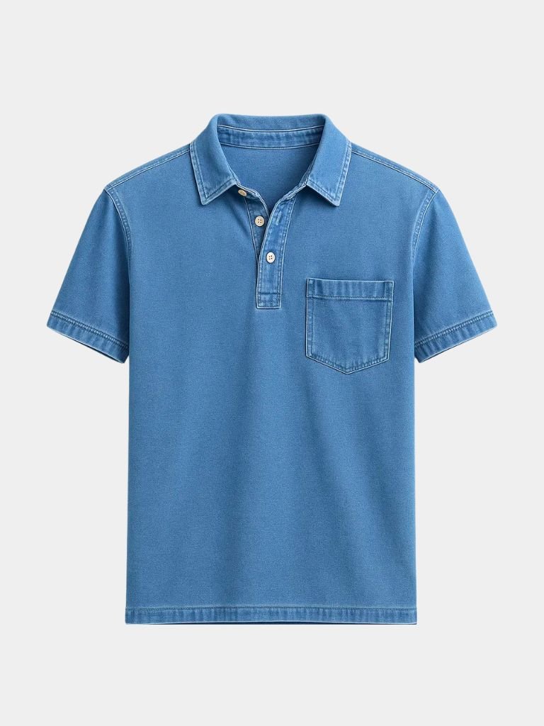 Tobias | Polo met denimlook en borstzak