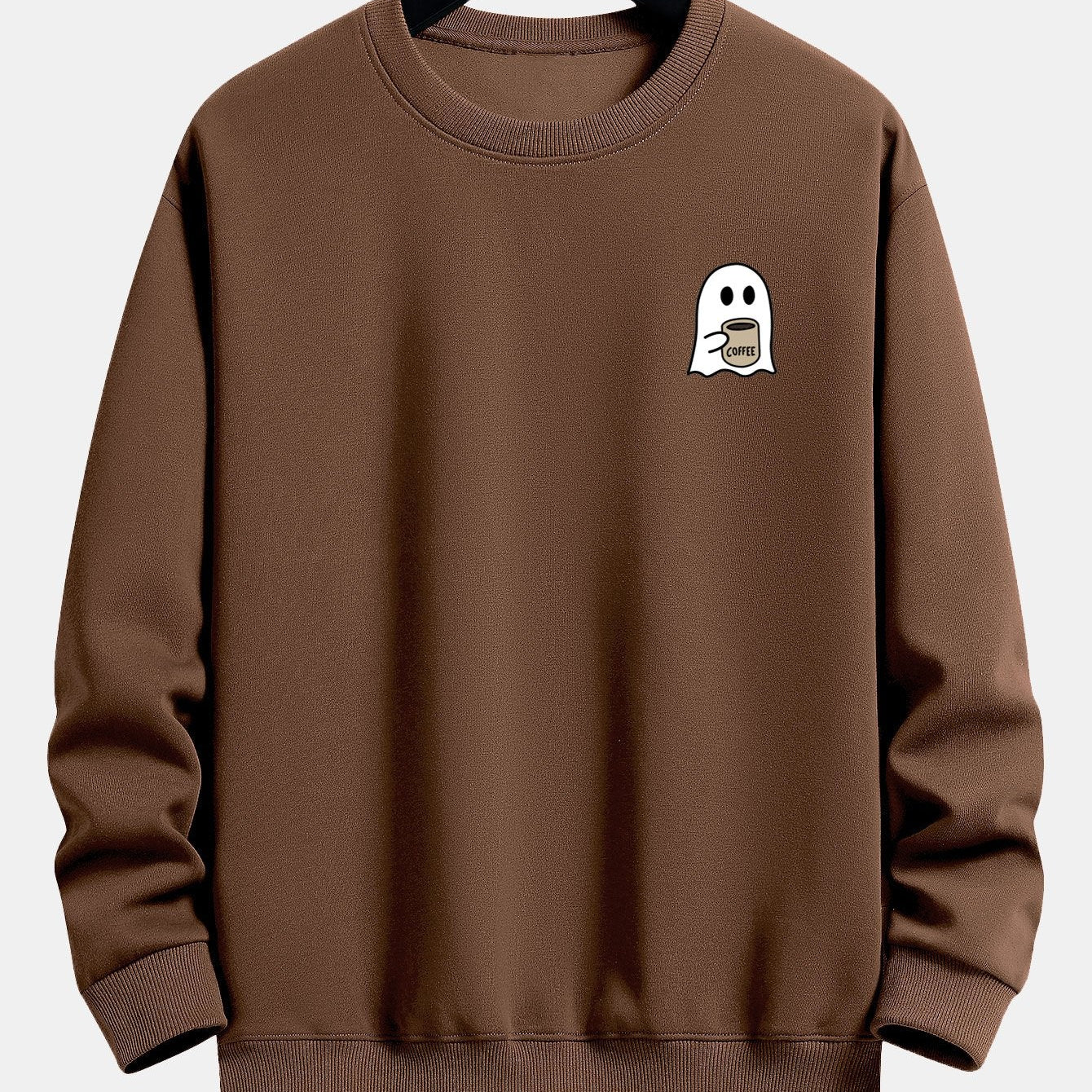 Tom | Sweater met spook- en koffieprint en relaxte pasvorm