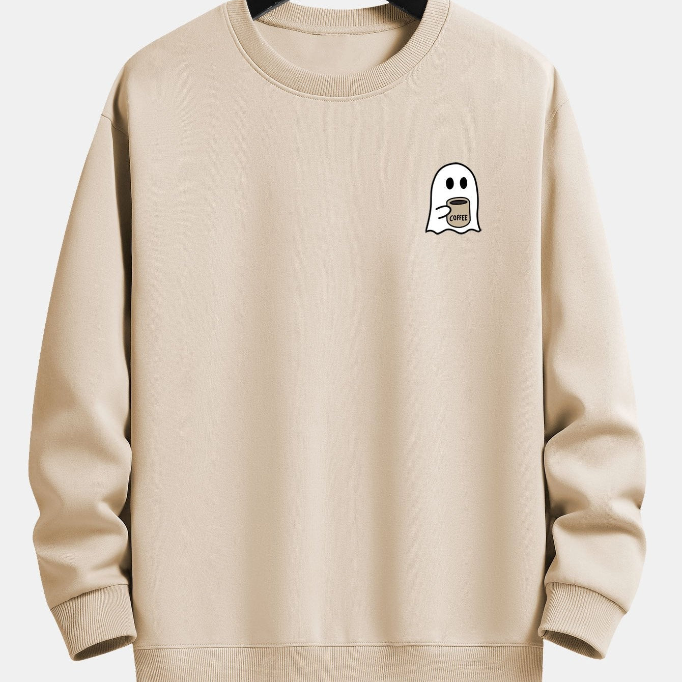Tom | Sweater met spook- en koffieprint en relaxte pasvorm