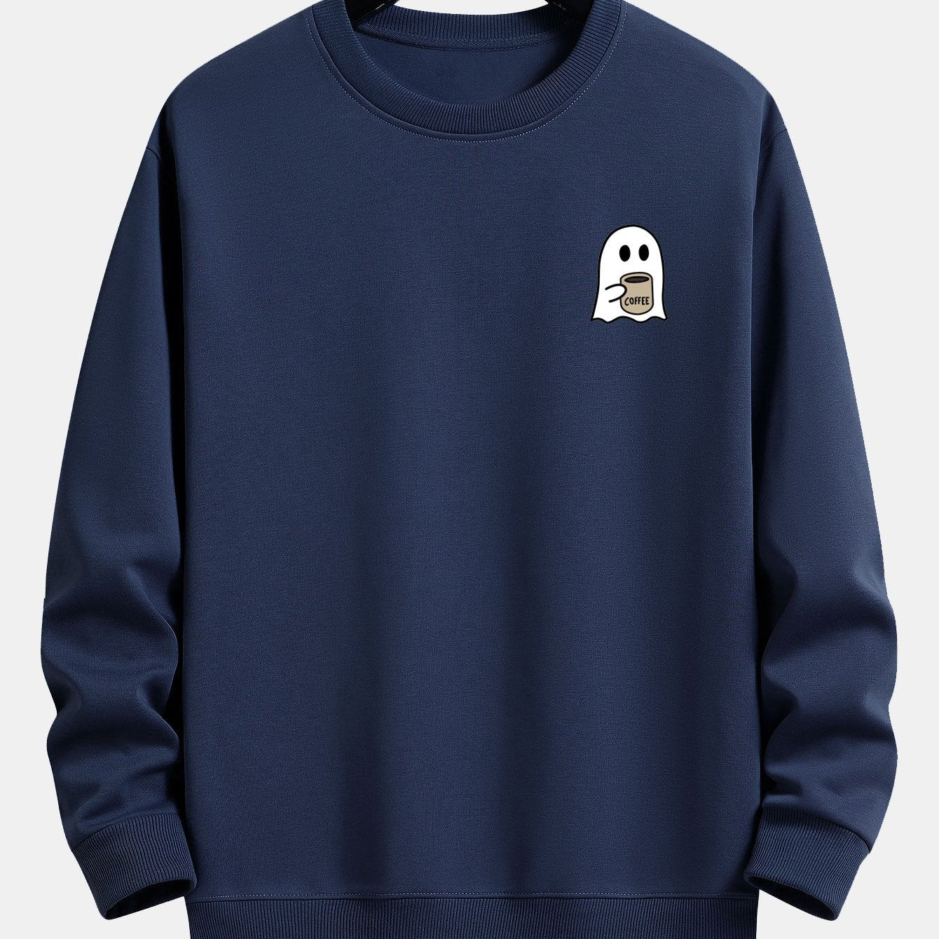 Tom | Sweater met spook- en koffieprint en relaxte pasvorm