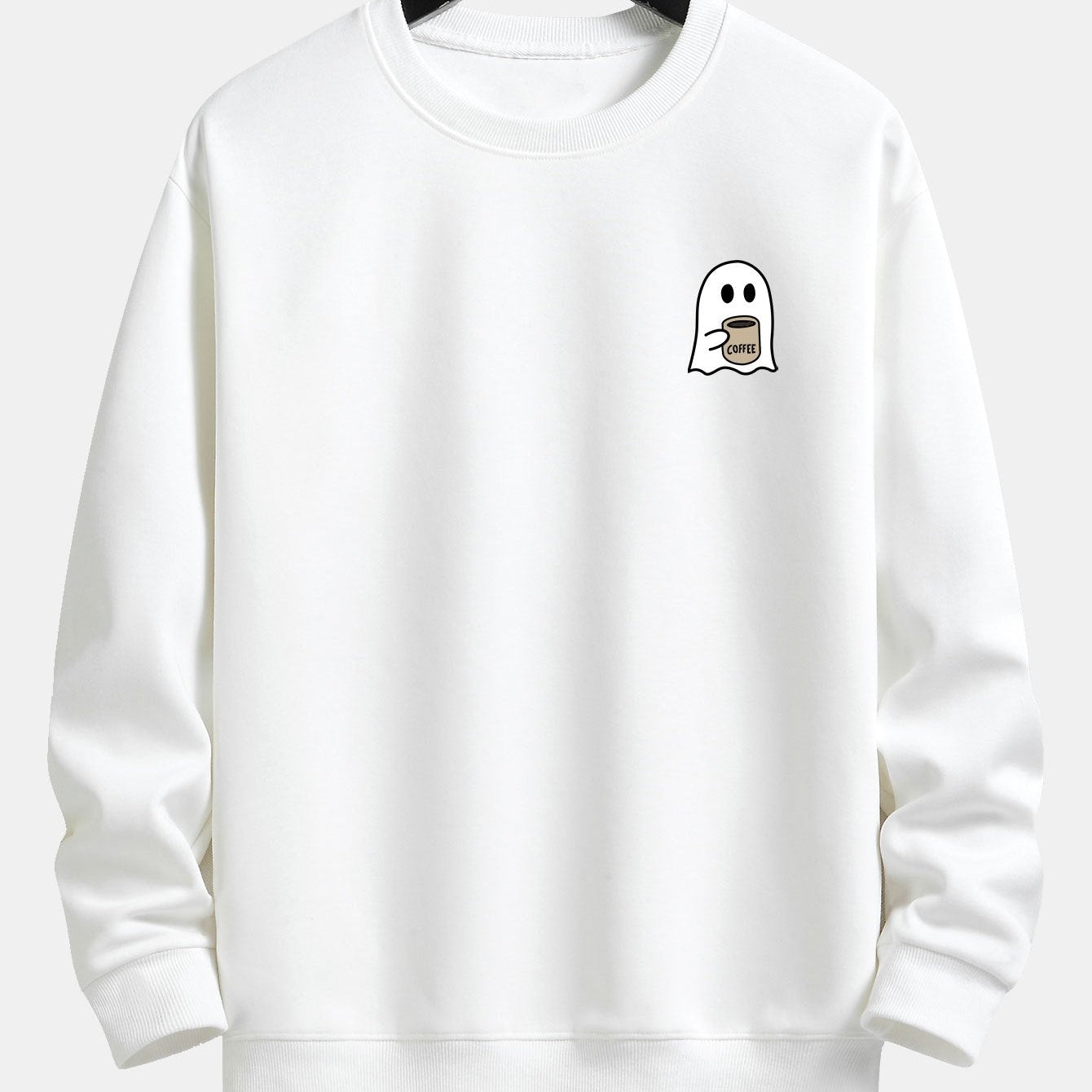 Tom | Sweater met spook- en koffieprint en relaxte pasvorm