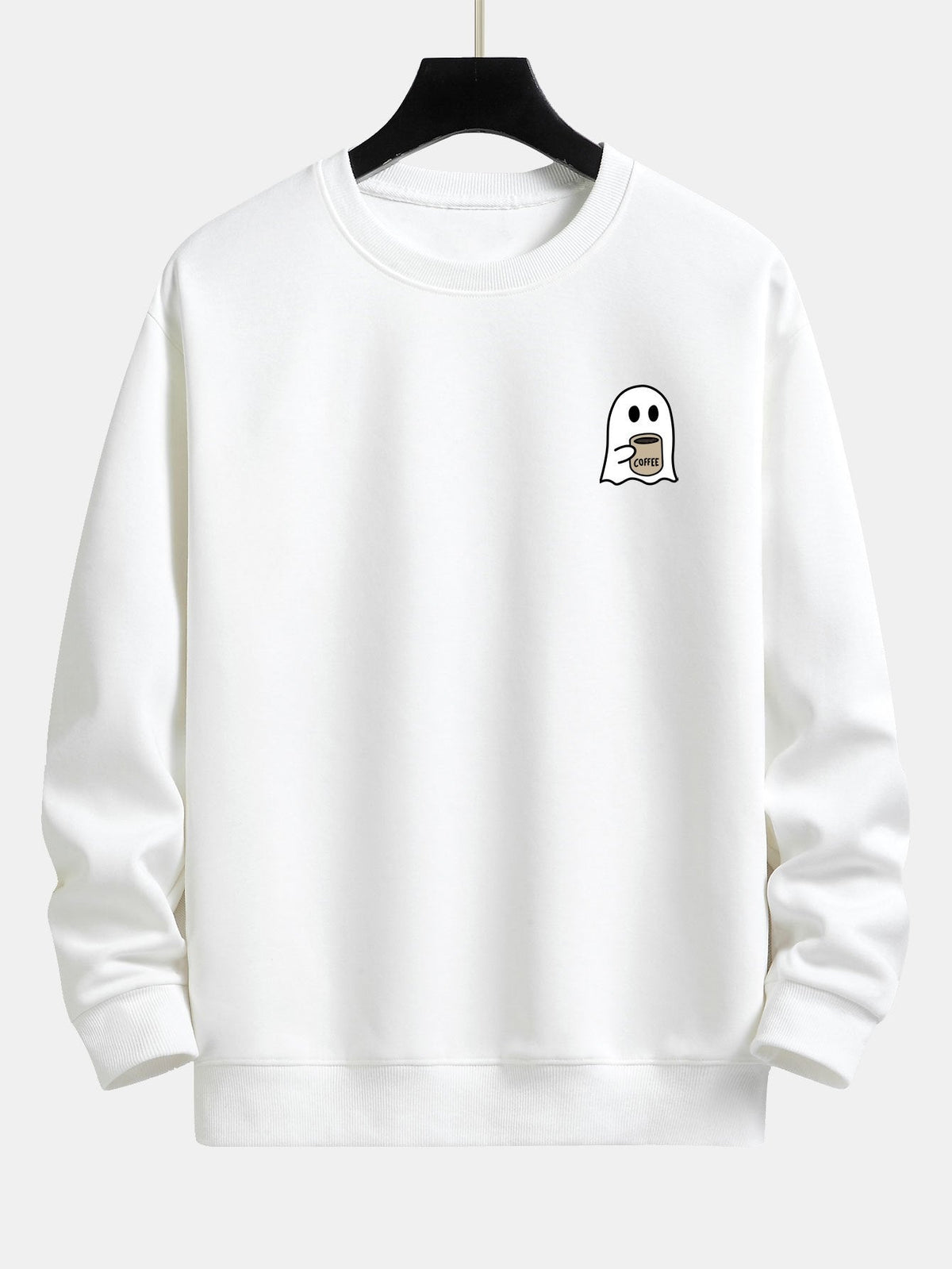 Tom | Sweater met spook- en koffieprint en relaxte pasvorm