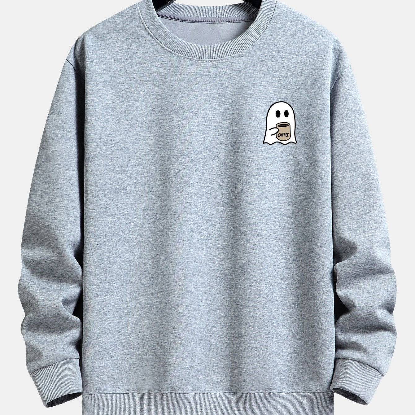 Tom | Sweater met spook- en koffieprint en relaxte pasvorm