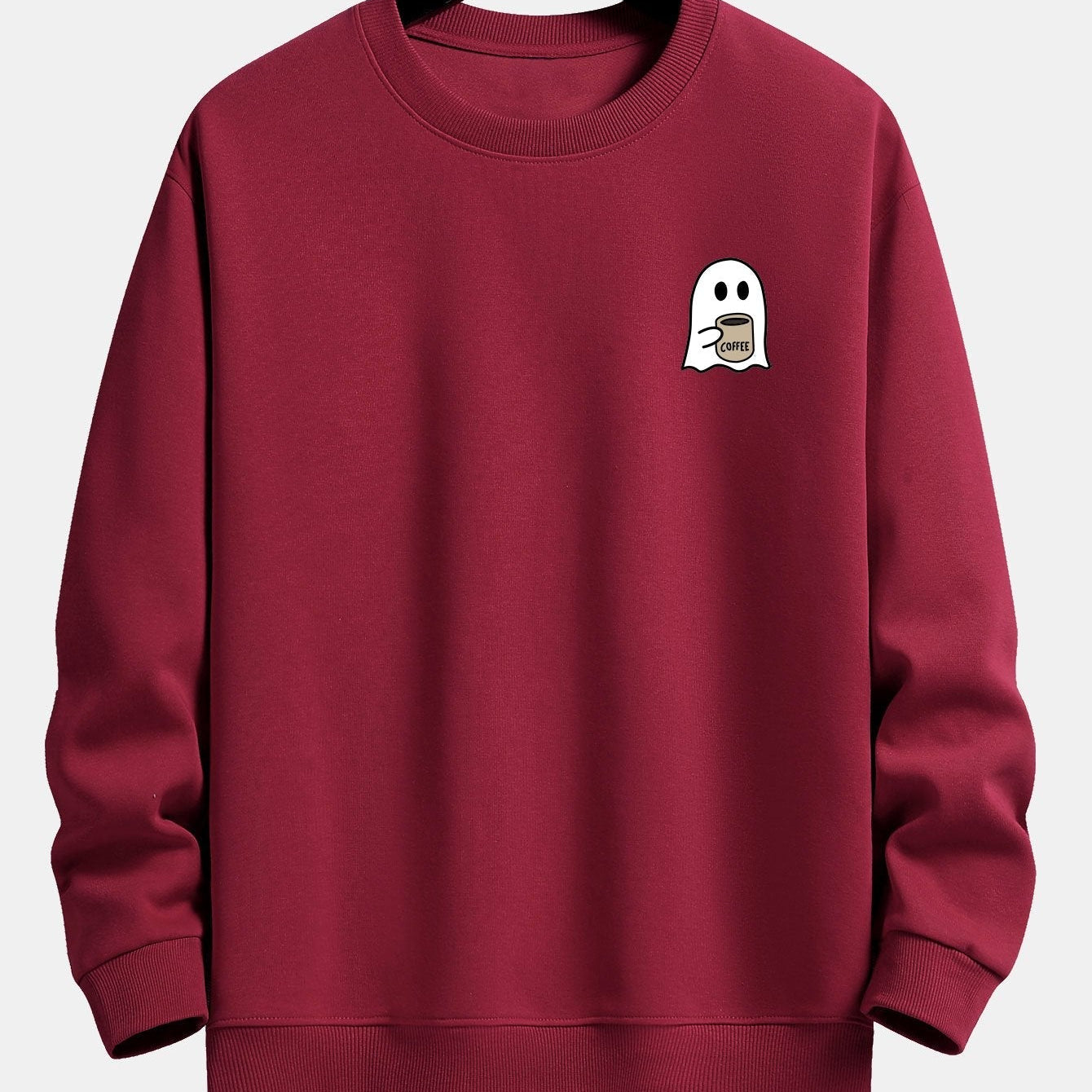 Tom | Sweater met spook- en koffieprint en relaxte pasvorm