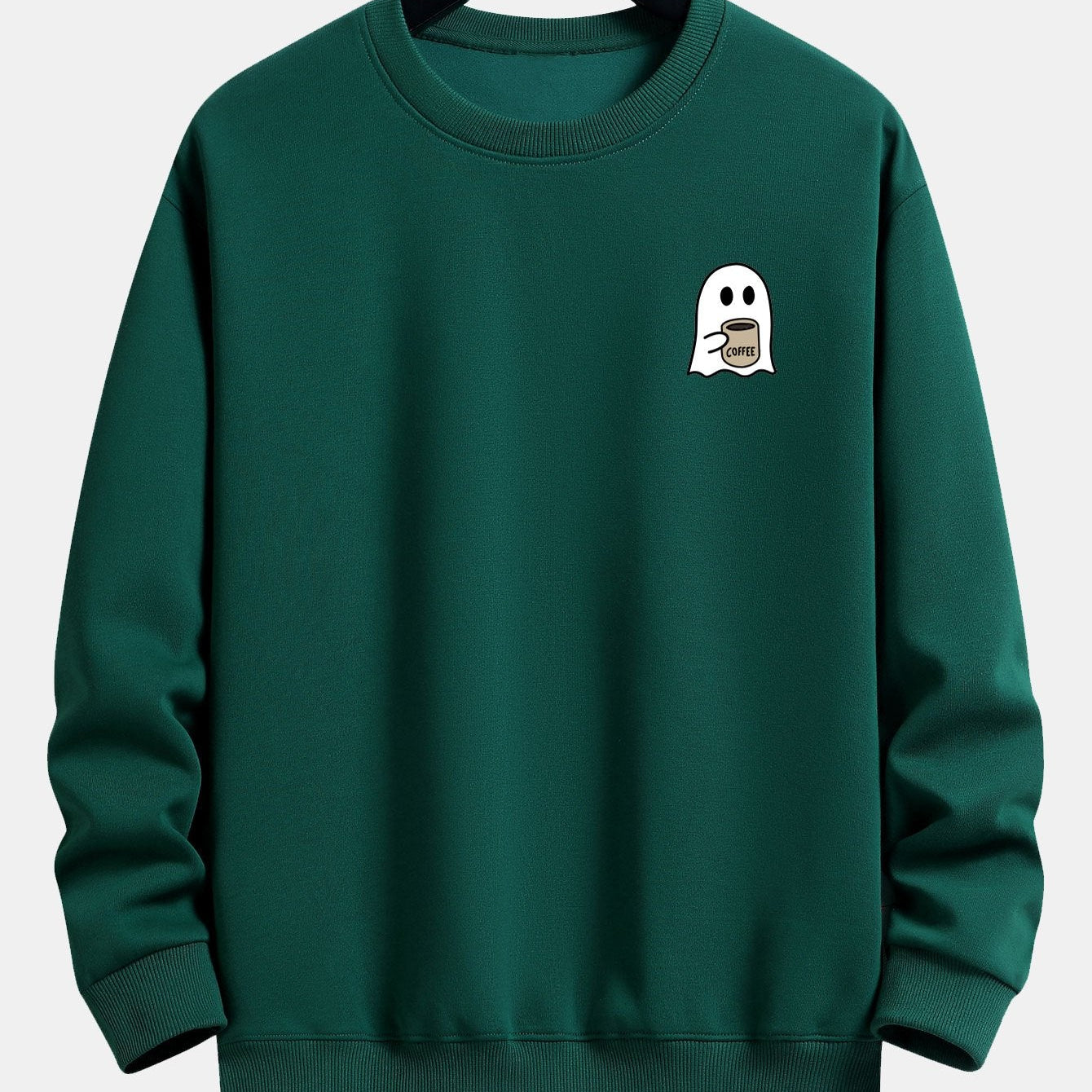 Tom | Sweater met spook- en koffieprint en relaxte pasvorm