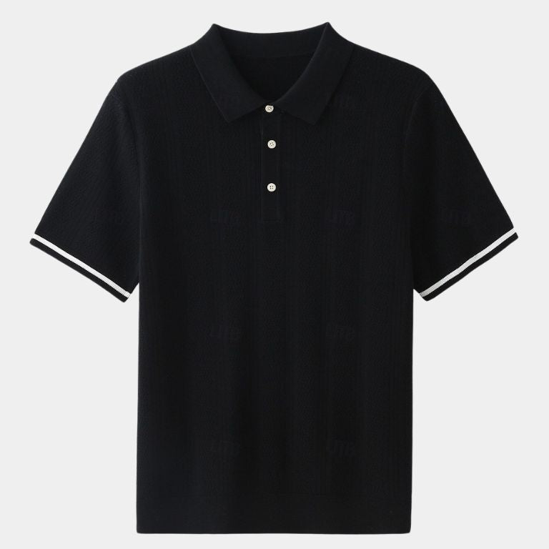 Ton | Bruine polo met reliëfstructuur
