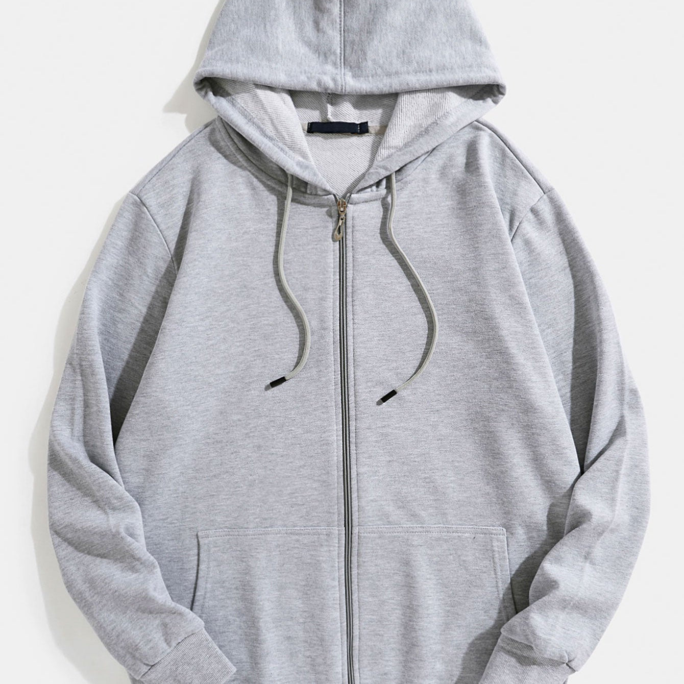 Twan | Basic katoenen hoodie met doorlopende ritssluiting