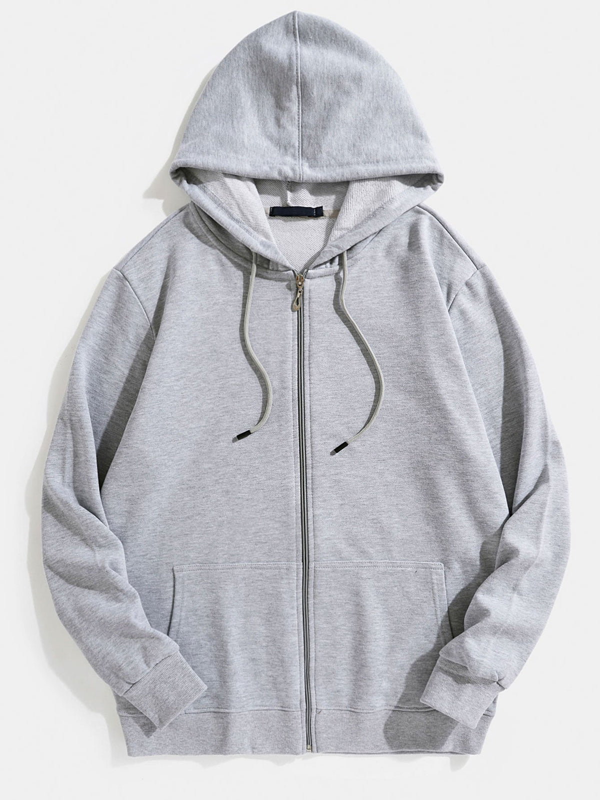 Twan | Basic katoenen hoodie met doorlopende ritssluiting