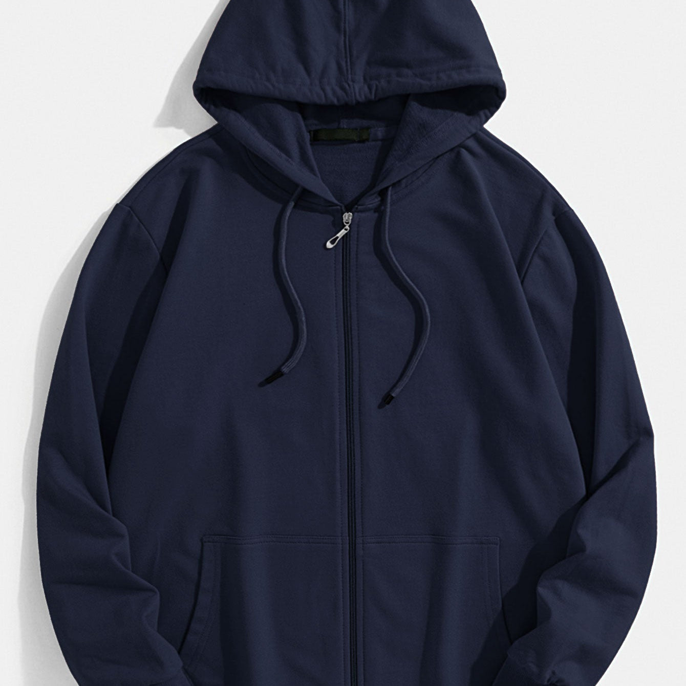 Twan | Basic katoenen hoodie met doorlopende ritssluiting