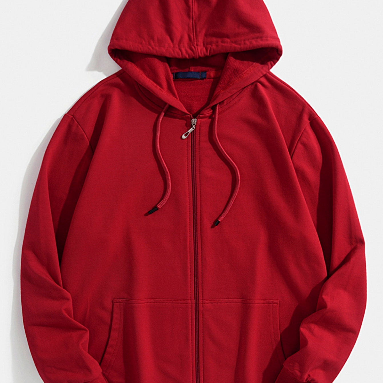 Twan | Basic katoenen hoodie met doorlopende ritssluiting
