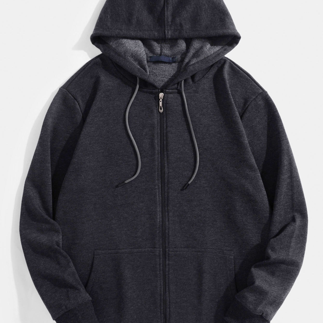 Twan | Basic katoenen hoodie met doorlopende ritssluiting