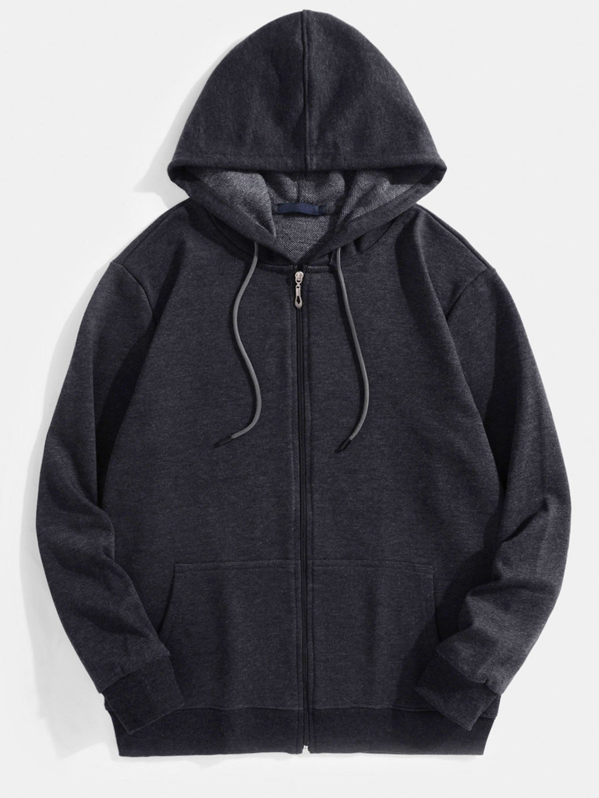 Twan | Basic katoenen hoodie met doorlopende ritssluiting