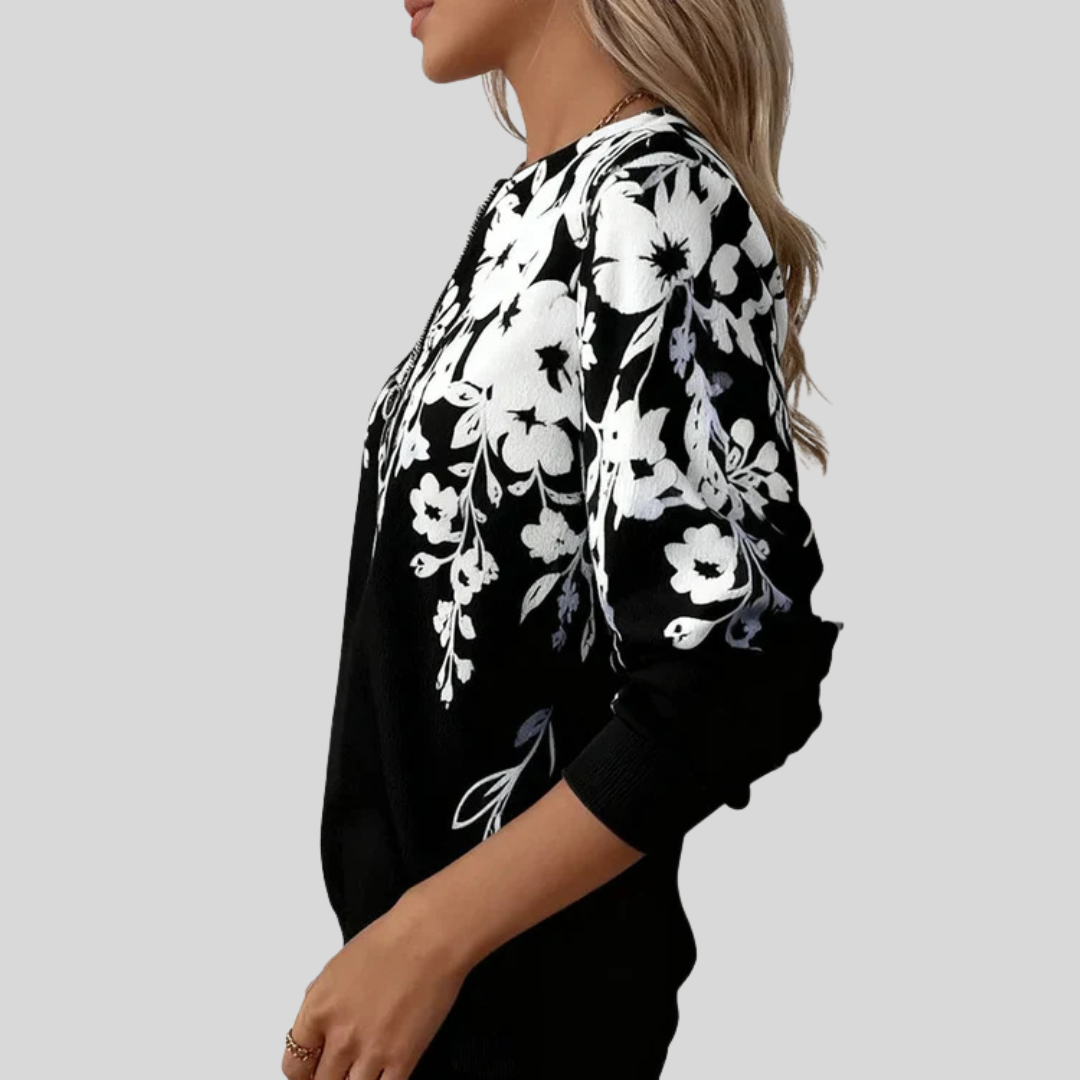 Crimson | Bloemenprint Zip Sweatshirt