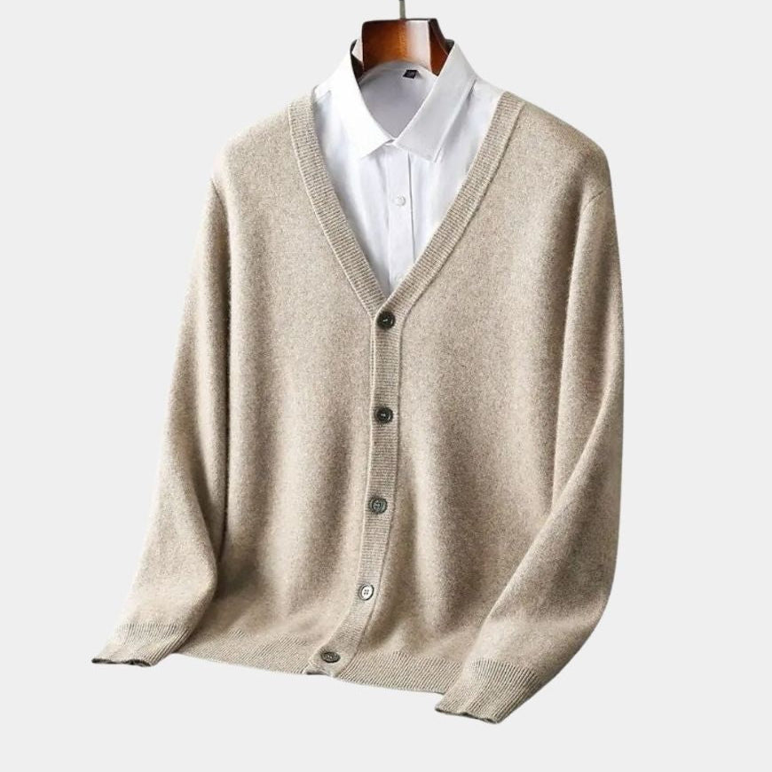 Yde | Beige gebreid vest met knoopsluiting