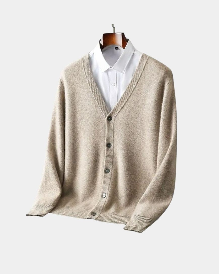 Yde | Beige gebreid vest met knoopsluiting