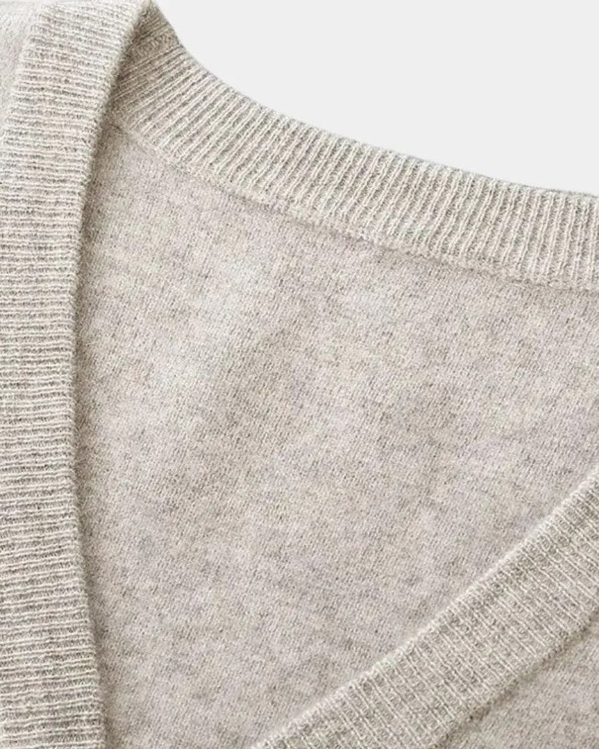 Yde | Beige gebreid vest met knoopsluiting