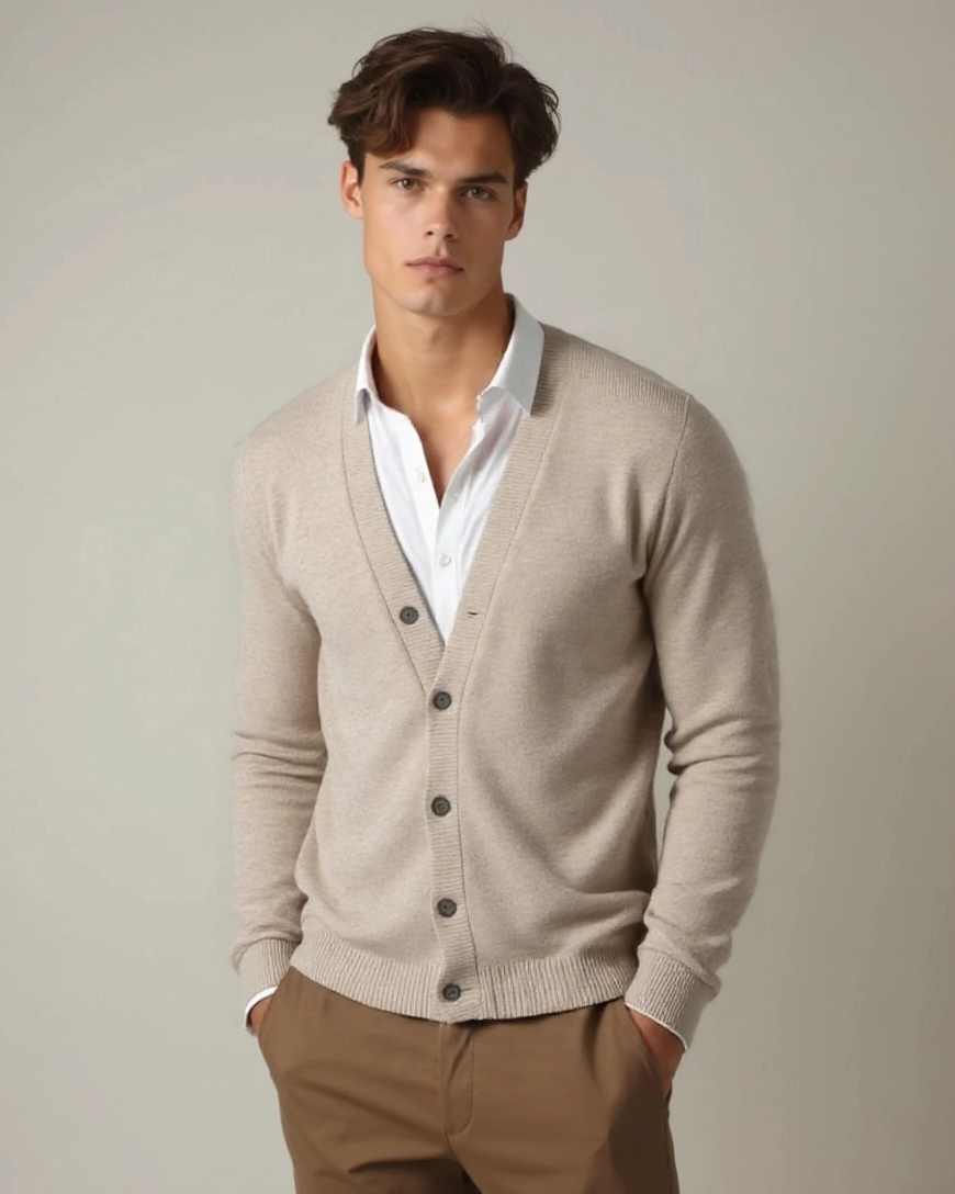 Yde | Beige gebreid vest met knoopsluiting