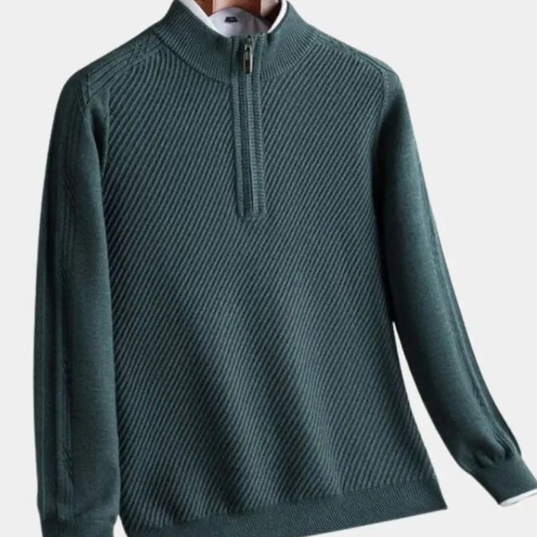 Vincent | Taupe trui met halve rits