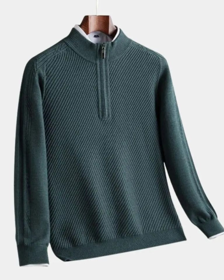 Vincent | Taupe trui met halve rits