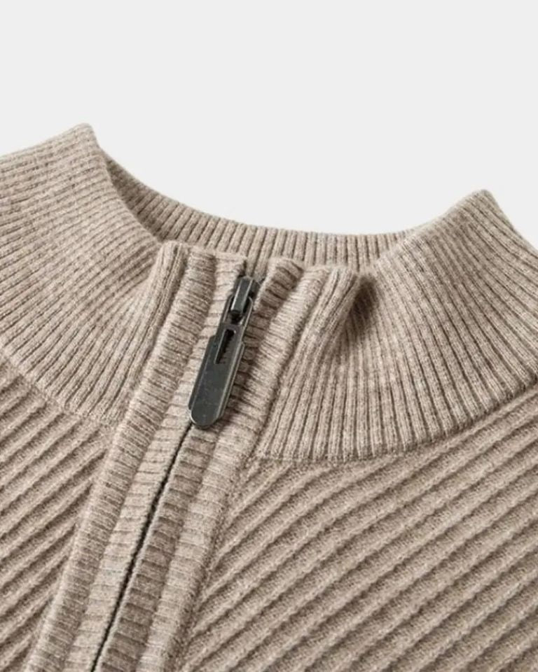 Vincent | Taupe trui met halve rits