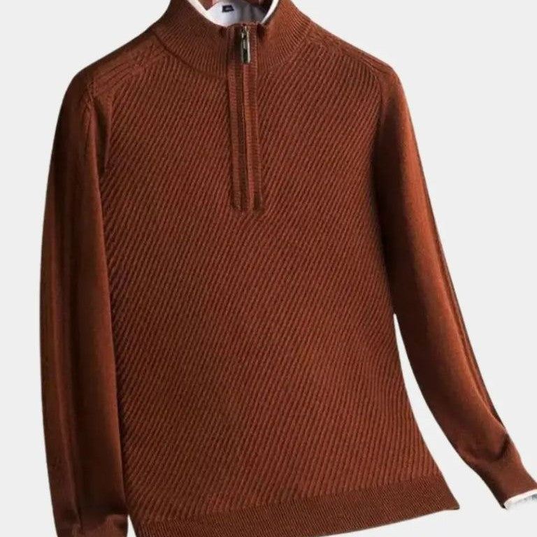 Vincent | Taupe trui met halve rits